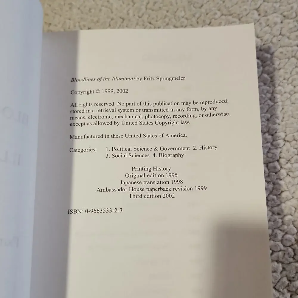 Bloodlines of the Illuminati by Fritz Springmeier PB 3rd Ed Ambassador House